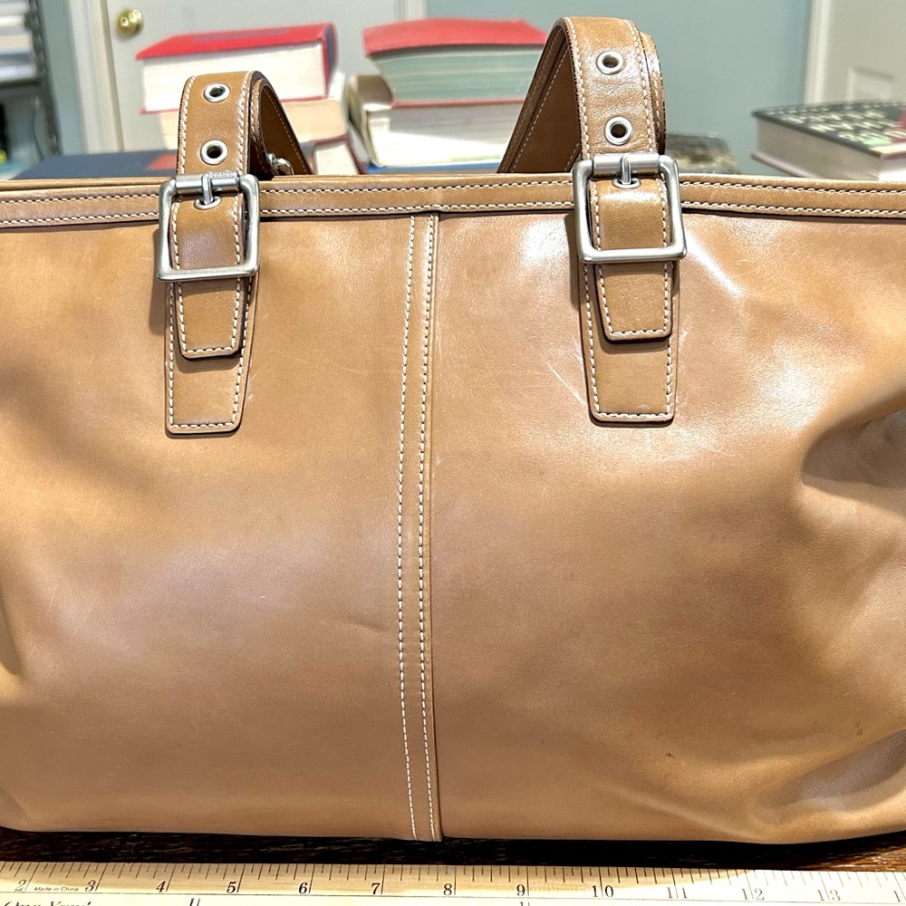 Coach Classic Brown Leather Tote #5246 with Silver Hardware
